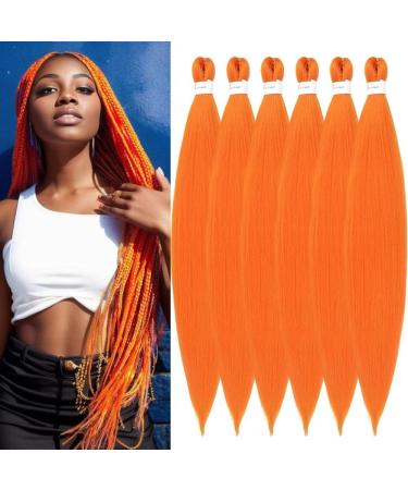 YDDM PRE Stretched Braiding Hair Extensions 32 inch 6packs Extensions Kunsthaar Braids Orange Hair Extension Art hair for braid extension for Braids Jumbo Braids Hair (32 inches orange#) 81cm-32 inches (6 Pack) Orange###
