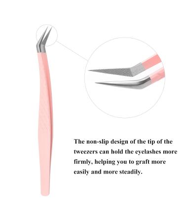 Premium Pink Stainless Steel Curved Tip Eyelash Extension Tweezers - Independent Professional Eyelash Tweezers by Fadvan (Feather Form) LW-JY - Ideal for Precision Application - Buy Online on GoSupps.com
