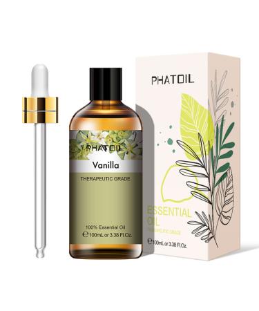 PHATOIL 100ML Vanilla Essential Oil, Huge 3.38fl.oz Bottle Vanilla Oil, Pure Aromatherapy Essential Oils for Diffuser, Humidifier, Scented Oils for Soap, Candle Making - Buy Online on GoSupps.com