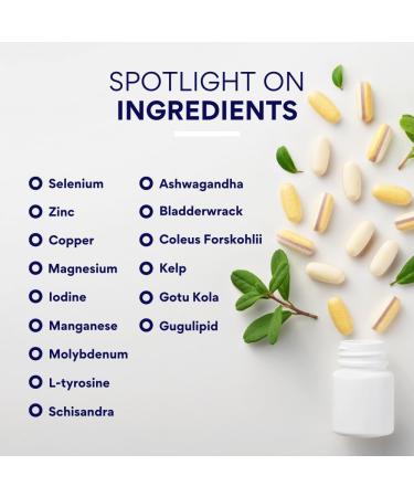 Research Verified Thyroid Aid - Optimal Thyroid Function with Iodine Copper & Zinc - 260 mcg Selenium - 100% Pure - Vegan Friendly - 60 Capsules - 1 Month Supply - Buy Online on GoSupps.com