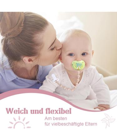 Beboan Silicone Pacifier Chain for Girls - 2 BPA-Free Baby Pacifier Chains with Lock & Bite Toys - Purple Beige Baby Party Set - Buy Online on GoSupps.com