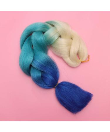 FRCOLOR Jumbo Braiding Hair Extensions Ombre High Temperature Gradient Braiding Hair Synthetic Pigtail Wig Braid (Beige Lake Blue Sapphire Blue) - Buy Online on GoSupps.com