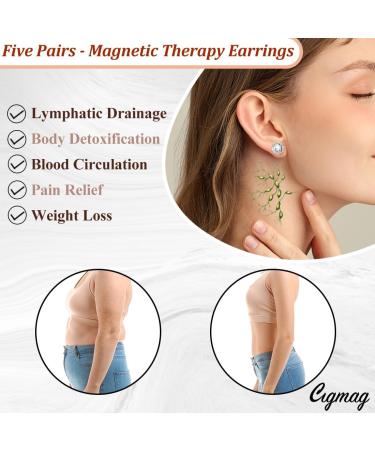 Magnetic Earrings for Women - Acupressure Ultra Strength Non-Piercing Diamond Magnet Set with Gift Box (5 Pairs - Buy Online on GoSupps.com