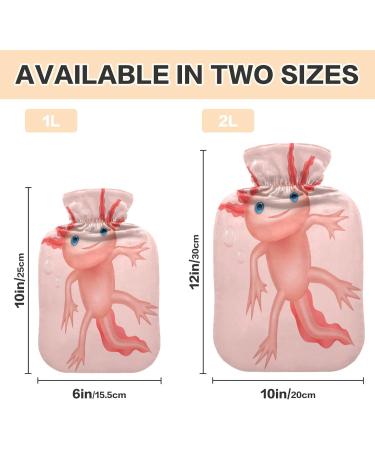 Cute Axolotl Hot Water Bottle 2L Plush Warmer for Kids & Adults | Soft Cover for Winter Comfort - Buy Online on GoSupps.com