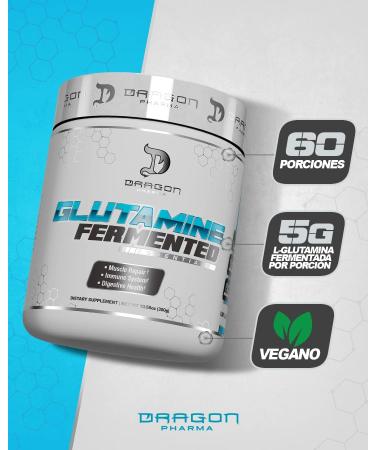 DRAGON PHARMA Fermented Glutamine Aids in Muscle Repair Improves Digestive Health Vegan 5g of Glutamine (60 Servings) - Buy Online on GoSupps.com