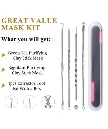 2 Pack Green Tea/Eggplant Purifying Clay Stick Mask Set - Blackhead Remover & Pore Cleansing Mask for All Skin Types - Men & Women - Face Moisturizer & Oil Control - 6 Piece Set - Buy Online on GoSupps.com