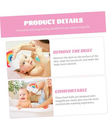 Rainbow Bath Balls & Sponges - Cute Bathroom Accessories for Kids | Minkissy 8 Pcs Shower Mesh Set - Buy Online on GoSupps.com