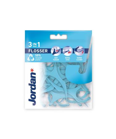 Jordan 7038516858108 Dental Floss with Holder and Tongue Cleaner Blue/White 36 Pieces