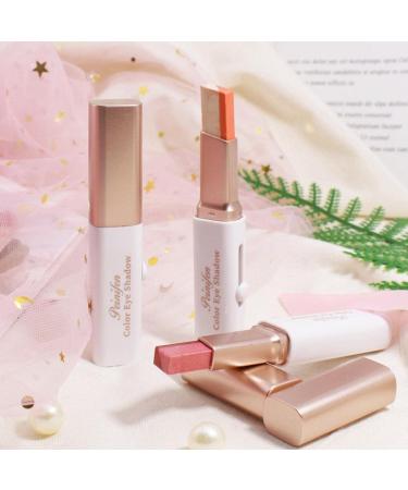 Eyeshadow Stick for Eyes - Natural Pink Brown 6 Gradient Bicolor Shimmer Eye Shadow for Women Girls Eyes Cosmetics Makeup Beginner Matte Finish Shimmer Waterproof Long Lasting Eyeshadow Sillervan 05# Orange Orange - Buy Online on GoSupps.com