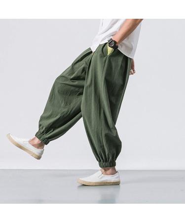 Men's Fashion Casual Solid Color Drawstring Pants | Wide Leg Elasticated, Plus Size | Army Green - Buy Online on GoSupps.com