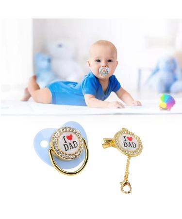 Personalized Bling Schnuller Pacifier with Clip | Blue Silicone Newborn Pacifier | Ideal for Baby Parties & Anniversaries - Buy Online on GoSupps.com