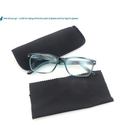 HEEYYOK 4 Pack Reading Glasses +3.00 | Fashion Rectangular Comfortable Spring Hinge Specs for Men/Women - 4 Mixed Colors - Buy Online on GoSupps.com