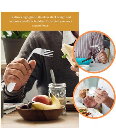 Curved Fork Spoon Set for Easy Self-Feeding | Stainless Steel Cutlery for Seniors & Disabled | 2 Pieces - Buy Online on GoSupps.com