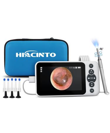 AI Intelligent Visual Digital Otoscope Hiacinto Ear Wax Removal Tool with 4.5Inch IPS Screen 3.2mm Ear Camera with Gyroscope Supports Photo and Video Recording 32GB Card and Ear Cleaning Kits 4.5Inch Otoscope
