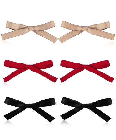 6th sweet grinding hair clips monochrome cute grinding clips grip hair clips with crocodile terminals small grinding clamp for girls women (red khaki and black)