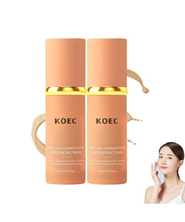 Koec Foundation Koec Natural Foundation Koec Foundation 4 In 1 - Light Spectrum Natural Moisturizing Concealer Foundation Long-Lasting And Waterproof (2PCS)