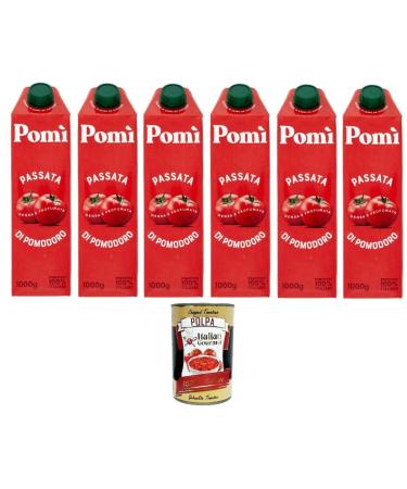 Italian Gourmet E.R. POMI' Pack of 6 tomato purees in 1 kg Brik+ Italian Gourmet Polpa 400 g