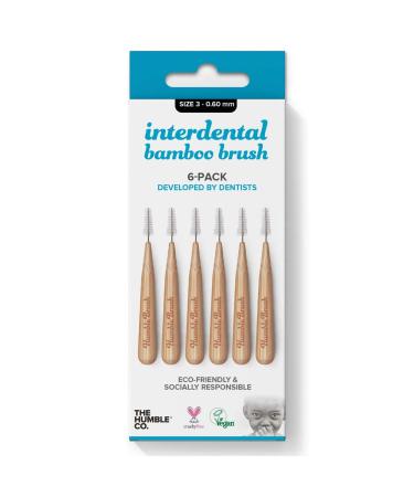 Humble Interdental Brush Bamboo Interdental Brushes - Size 3-0.60 mm - blue - pack of 4 (4 x 6 pcs)