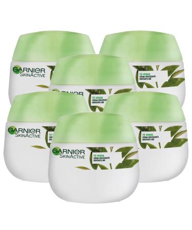 Garnier Garnier SkinActive Green Tea Moisturising Face Cream with Mattifying Action Dermatologically Tested Formula 48 Hours Long Lasting with Ingredients 96% Natural Origin - 6 x 50ml Jars