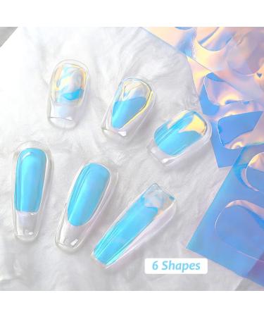 XEAOHESY 12 Sheets Aurora Nail Foil Sticker Ice Cellophane Nail Film Holographic Nail Art Stickers Laser Nail Decals for Women Girls Nail Art Decoration (6 Shapes) Cellophane Nail Film-01 - Buy Online on GoSupps.com