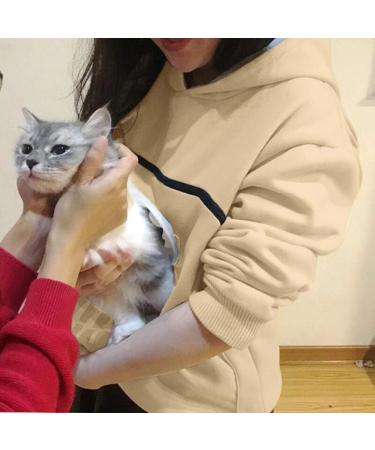 Womens Long Sleeve Cat & Dog Hoodie Sweater with Zipper - Warm Beige 3XL - Perfect for Pet Lovers - Buy Online on GoSupps.com