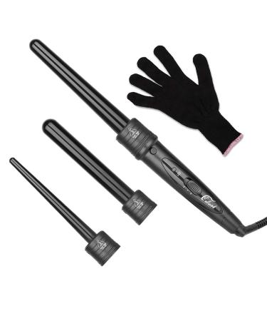 Culwad curling iron 3 in 1 curling iron set multifunctional interchangeable ceramic coating - with glove (REUSEABLE packaging)