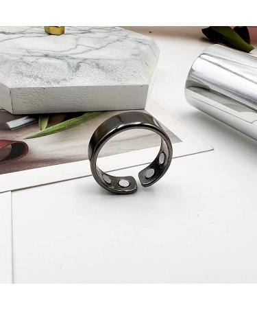 Lymphatic Drainage Magnetic Rings 4Pcs for Stress & Pain Relief - Adjustable Magnetic Therapy Rings for Women Men - Black (2Pack) - Buy Online on GoSupps.com