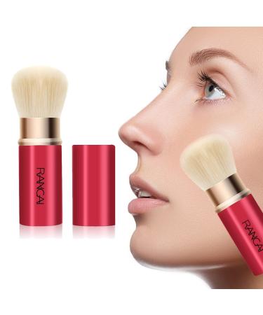 Allbesta retractable Kabuki brush for make-up powder foundation blending blush with particularly soft synthetic hair retractable brush