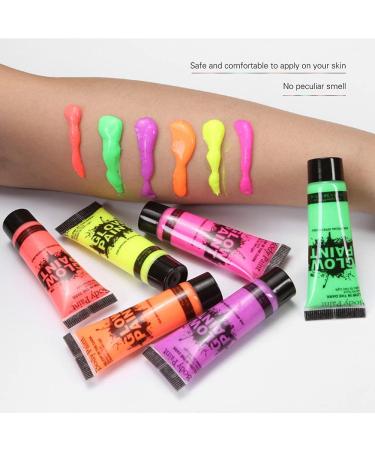 Karlak 24 Tubes 10ml/0.34oz Art Body Paint Glow in Light Face & Body Paint with 6 Colours Glow Blacklight Neon Fluorescent for Party Clubbing Festival Halloween Makeup - Buy Online on GoSupps.com