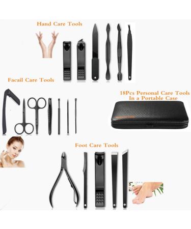 Professional Men's Manicure Set - 18 Pcs Stainless Steel Nail Care Tools with Travel Case - Pedicure Kit Gift for Men - Black and Red - Buy Online on GoSupps.com