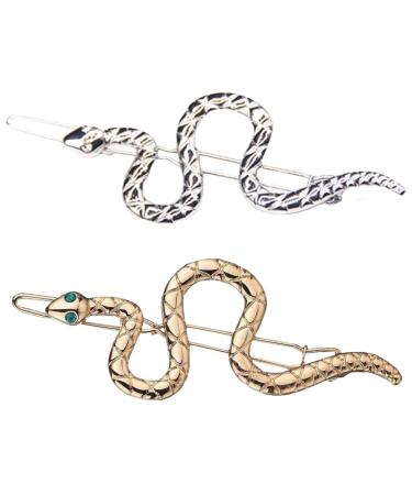 Pretyzoom 2pcs snake hair clip chignon hair updo cover alloy alloying pencil Egyptian queen costume ponytail hair clip for women women