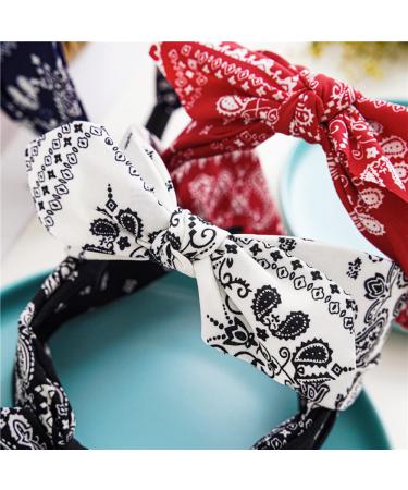 Paisley Print Wide Bow Headband for Women - Cute Rabbit Ear Hair Accessories - Buy Online on GoSupps.com