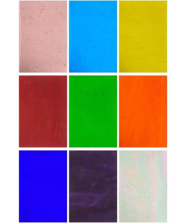 Wecrejoni 9 Sheets Stained Glass Kit for Crafts and Mosaic Making - 4 X 6 Cathedral Art Glass - Mixed Stained Glass Sheets (Style 2) - Buy Online on GoSupps.com
