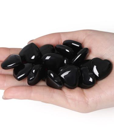 XIANNVXI 10 Pcs Black Obsidian Crystals Heart Natural Obsidian Crystals Black Gemstones Set Polished Love Palm Pocket Stones Reiki Crystal Beginners Gifts Black - Obsidian