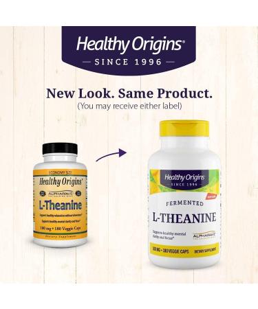 Healthy Origins L-Theanine 100mg 180 Veggie Caps - AlphaWave Formula | 180 Count Pack - Buy Online on GoSupps.com