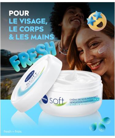 NIVEA SOFT Multi-Use Moisturizing Cream 48H (1x50ml) Moisturizing Face Care Body & Hands Vitamin E & Jojoba Oil Lightweight & Fresh Vegan Formula 95% Natural Ingredients - Buy Online on GoSupps.com