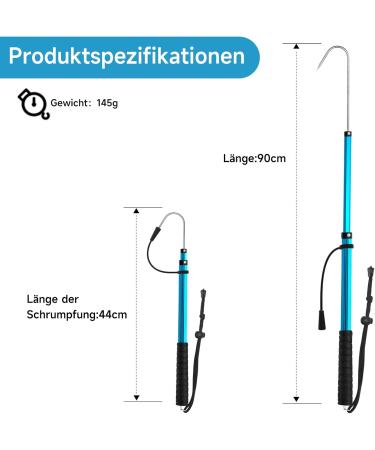 Komclub Telescopic Fishing Gate - Durable Aluminum Alloy Fishing Accessories with Hooks & Rubber Grinding for Sweet & Salt Water - 90cm - Buy Online on GoSupps.com