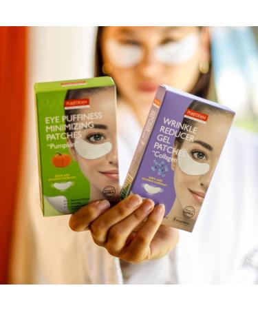Purederm Pumpkin Eye Puffiness Minimizing Patches - 6 Treatments with Vitamin E for Hydrated and Reduced Puffiness Around Eyes - Buy Online on GoSupps.com
