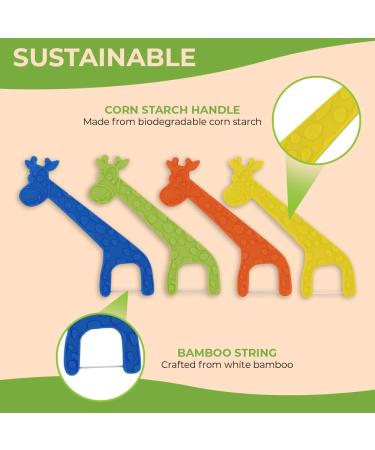 Organic Dental Floss Picks for Kids - Biodegradable Vegan & Plastic-Free Bamboo Charcoal Sticks - Buy Online on GoSupps.com