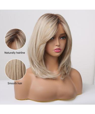 Allebll Blonde Wigs for Women | Layered Synthetic Wigs with Bangs | Natural Light Blonde Hair - Buy Online on GoSupps.com