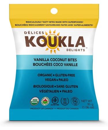 Koukla Delights-Vanilla Coconut Bites 30g (Pack of 12) Gluten-Free Vegan Organic Cookies - Buy Online on GoSupps.com