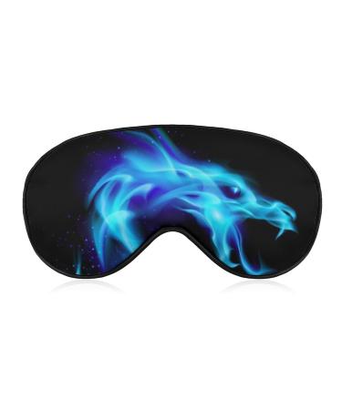 Silk Sleep Eye Mask with Adjustable Strap Black Blue Fire Dragon Art Eye Blindfold Covers Night Eye Shades Covers for Men & Women Nap Yoga Meditation Style(80) 1 Count (Pack of 1)