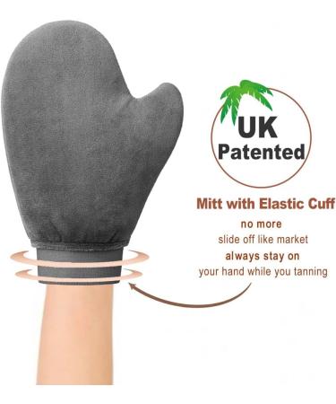 EVYTTA Self Tanning Mitt Fake Tan Mitt Self Tan Mitt Glove Fake Tan Mit Velvet Tanning Mitt Tanning Glove Double Sided Fake Tan Mitt Applicator UK Patented with Elastic Wrist and Thumb Hole Grey - Buy Online on GoSupps.com