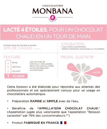 MONBANA | 20 bags of milk chocolate 4* | Individual doses of 30 g of chocolate in powder to be tasted throughout the day - Buy Online on GoSupps.com