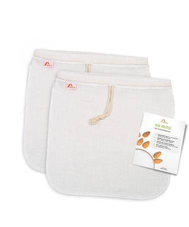 Amazy 2 Set nut milk bag made of hemp.100% natural - versatile passage for preparing nut milk vegetable juices and smoothies (2 pieces | 30 x 30 cm) 30x30cm |12 "X12"