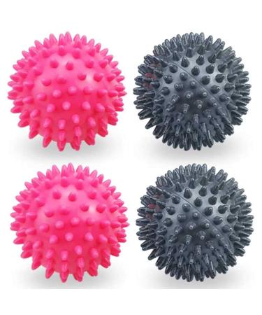 4 pieces massage massage balls nalcy angel ball hedgehog ball foot massage lacrossball myofascial ball for back legs & hands muscle massage (pink black)