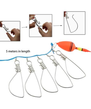 GZZI 16FT Heavy Duty Stainless Steel Fish Stringer with 5 Snaps and Ropes - Fishing Gear Kit for Live Fish Locking - Buy Online on GoSupps.com