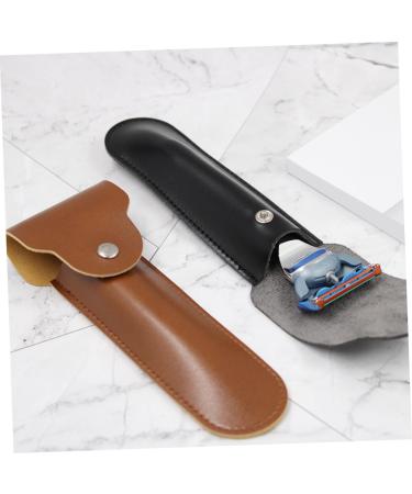 FRCOLOR Leather Shaver Storage Cover - Travel Razor Case & Pouch for Safety Razors | Handmade Compact & Stylish | Perfect Gift for Dad - 16.5x4.2CM Black - Buy Online on GoSupps.com