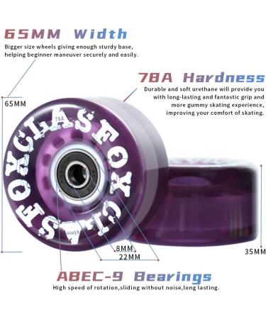 CLAS FOX 78A Indoor/Outdoor Quad Roller Skate Wheels, 65x35mm - Purple (8 Pcs) | ABEC-9 Bearings - Buy Online on GoSupps.com