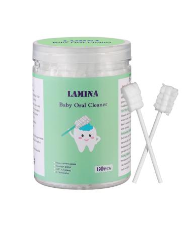 Lamina 60 Pack Infant Tongue Cleaner Baby Oral Cleaner Disposable Baby Toothbrush Soft Gauze Toohthbrush Massage Baby Gum Newborn Mouth Cleaning Stick Dental Care for 0-36 Month Baby